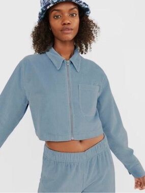 TNA Cropped Corduroy Zip Jacket - Dusty Lavender